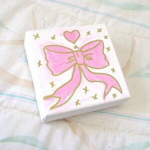 Pink Hand-Painted Mini Bow Canvas
